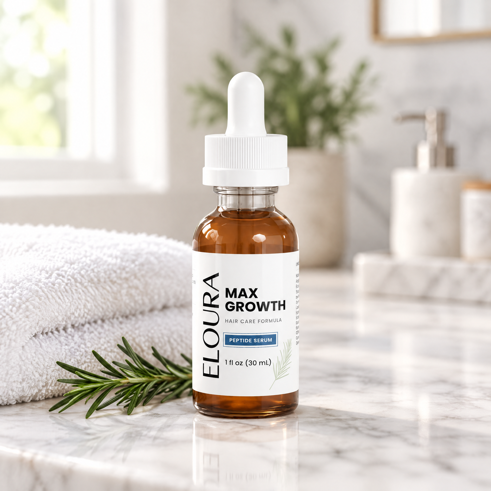 Eloura Max Growth peptide serum, lifestyle