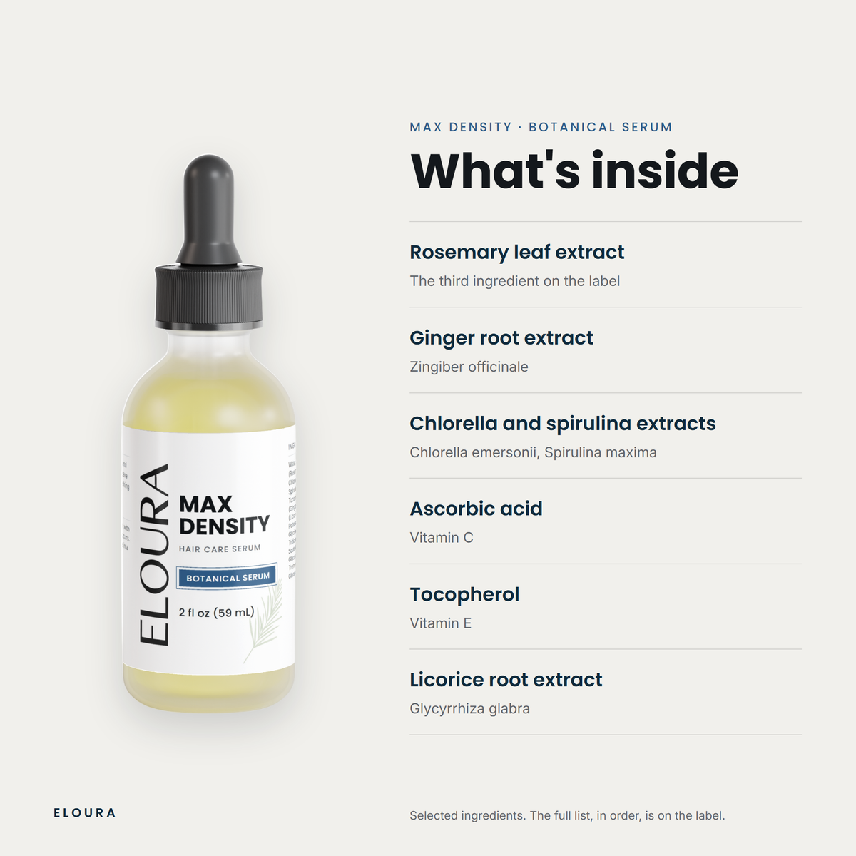Eloura Max Density botanical serum, inside