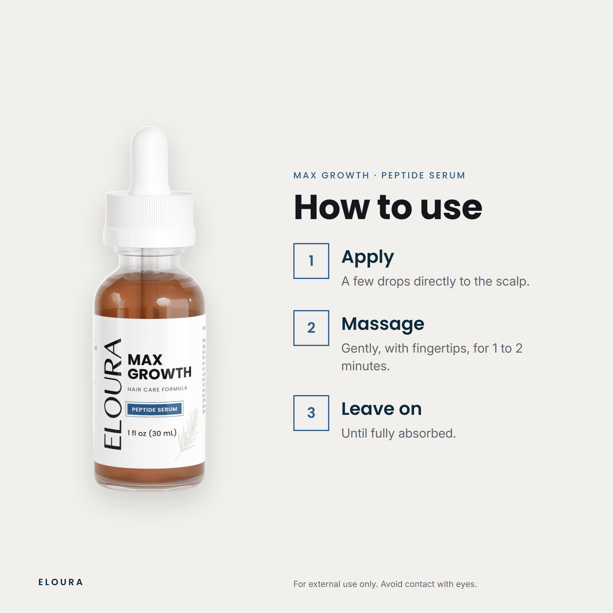 Eloura Max Growth peptide serum, how to use