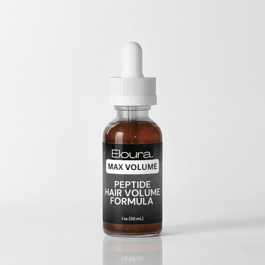 Bottle of Eloura Max Volume Peptide Hair Volume Formula on a white background